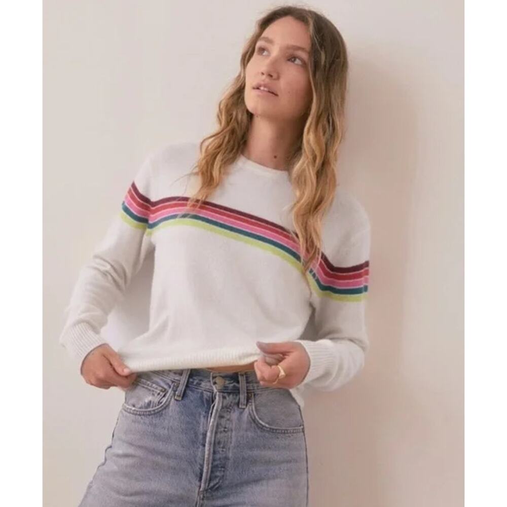 Marine Layer 100% Cashmere Striped Harper Sweater Pullover Cozy Retro Preppy Y2K - Picture 16 of 16